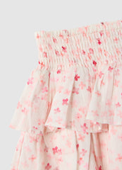 OVS Girls' Multicolour Pure Cotton Tiered Skirt With Floral Pattern