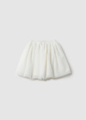 Ovs White Mesh Polka Dot Skirt For Girls