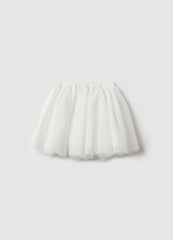 Ovs White Mesh Polka Dot Skirt For Girls