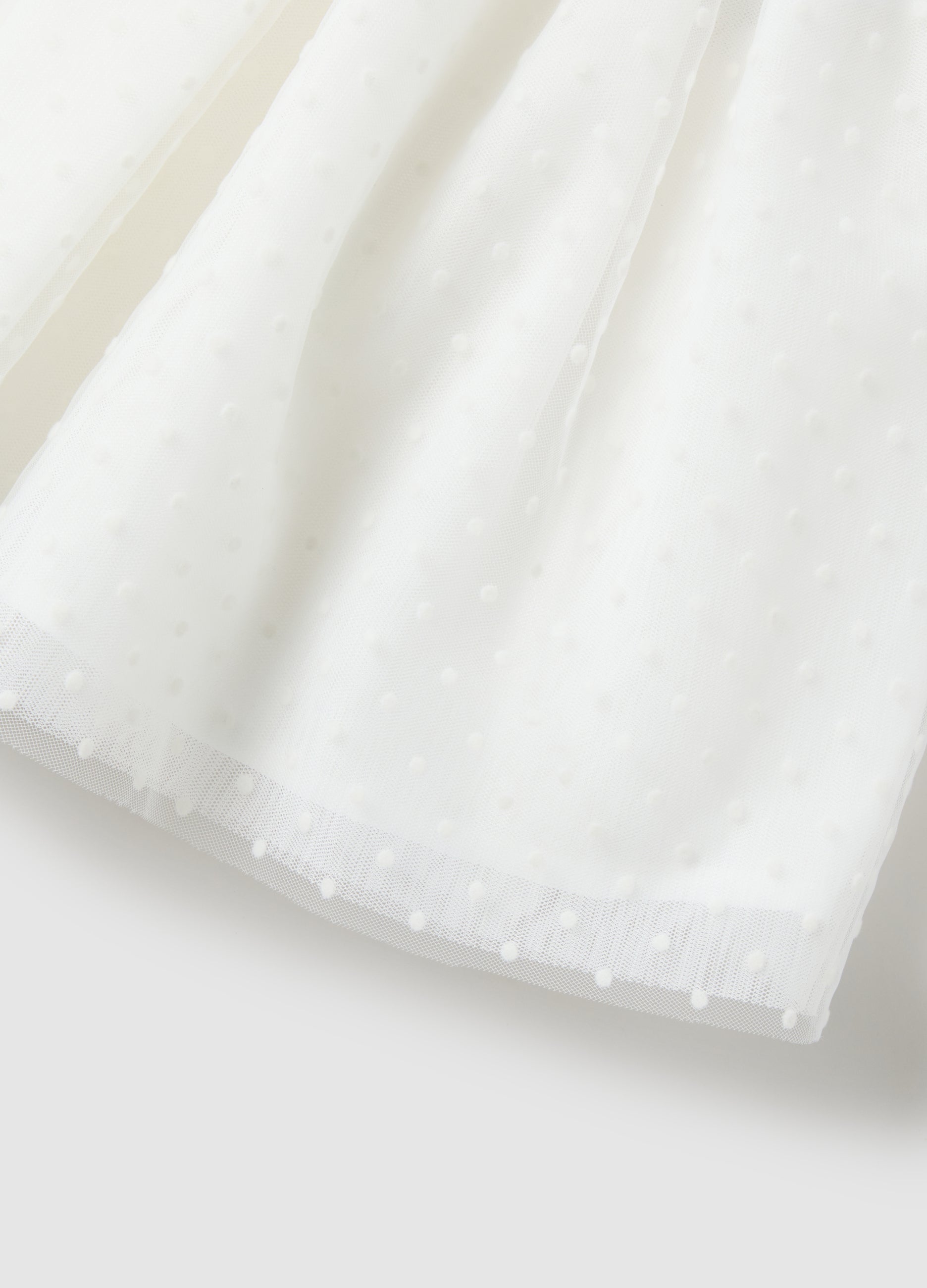 Ovs White Mesh Polka Dot Skirt For Girls
