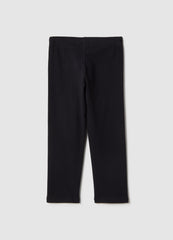 Ovs Girls' Black Stretchy Cotton Leggings Slim Fit With Star