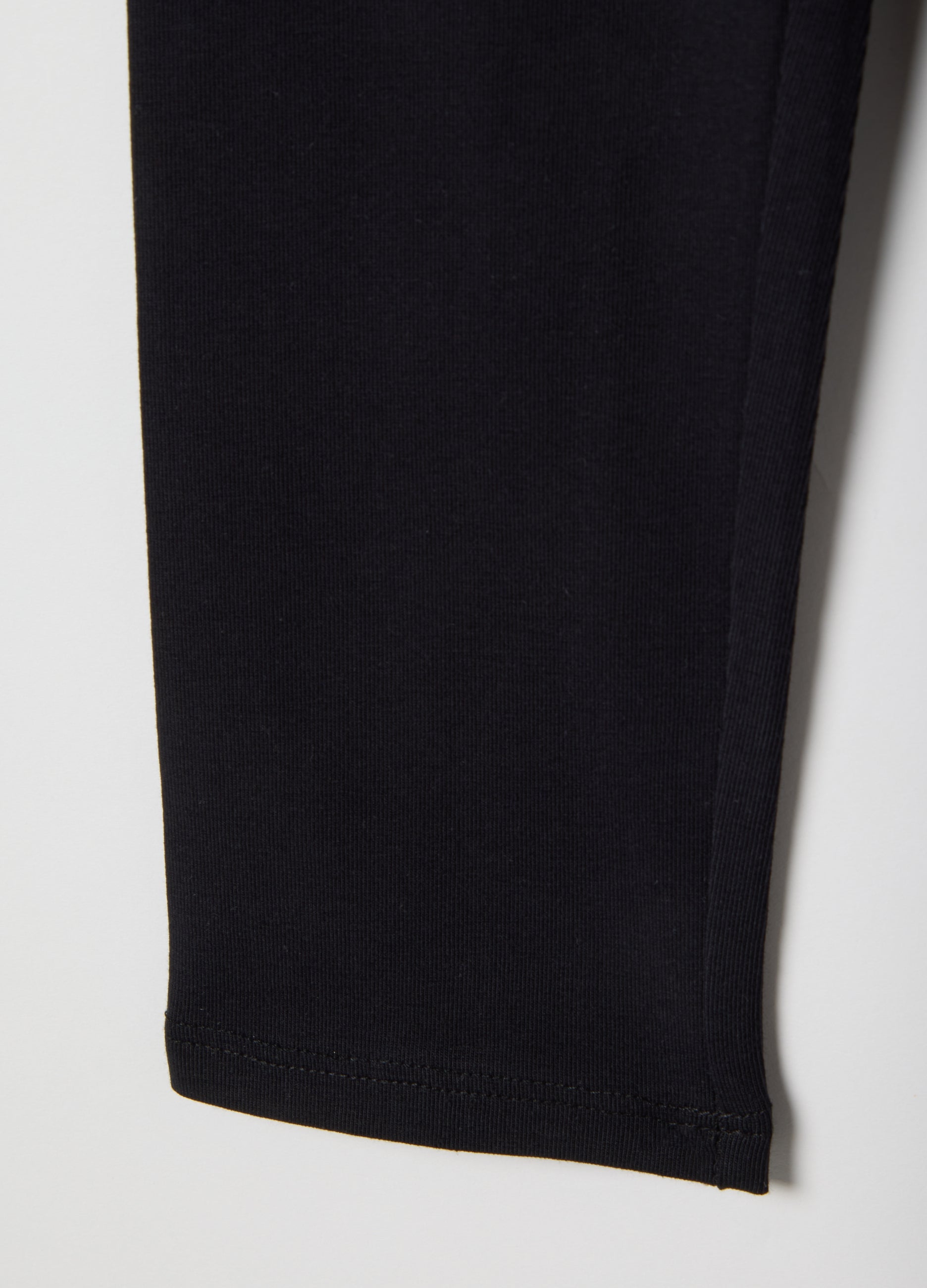 Ovs Girls' Black Stretchy Cotton Leggings Slim Fit With Star