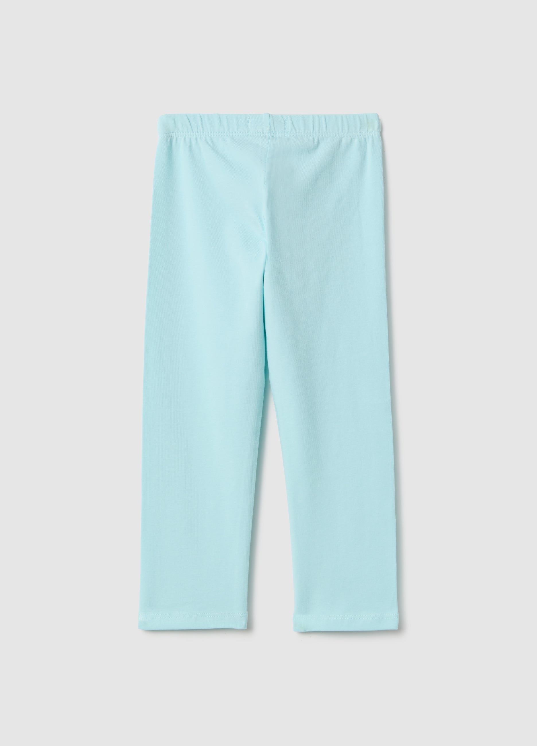 Ovs Girls' Slim Fit Blue Stretch Cotton Leggings With Star