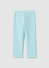 Ovs Girls' Slim Fit Blue Stretch Cotton Leggings With Star