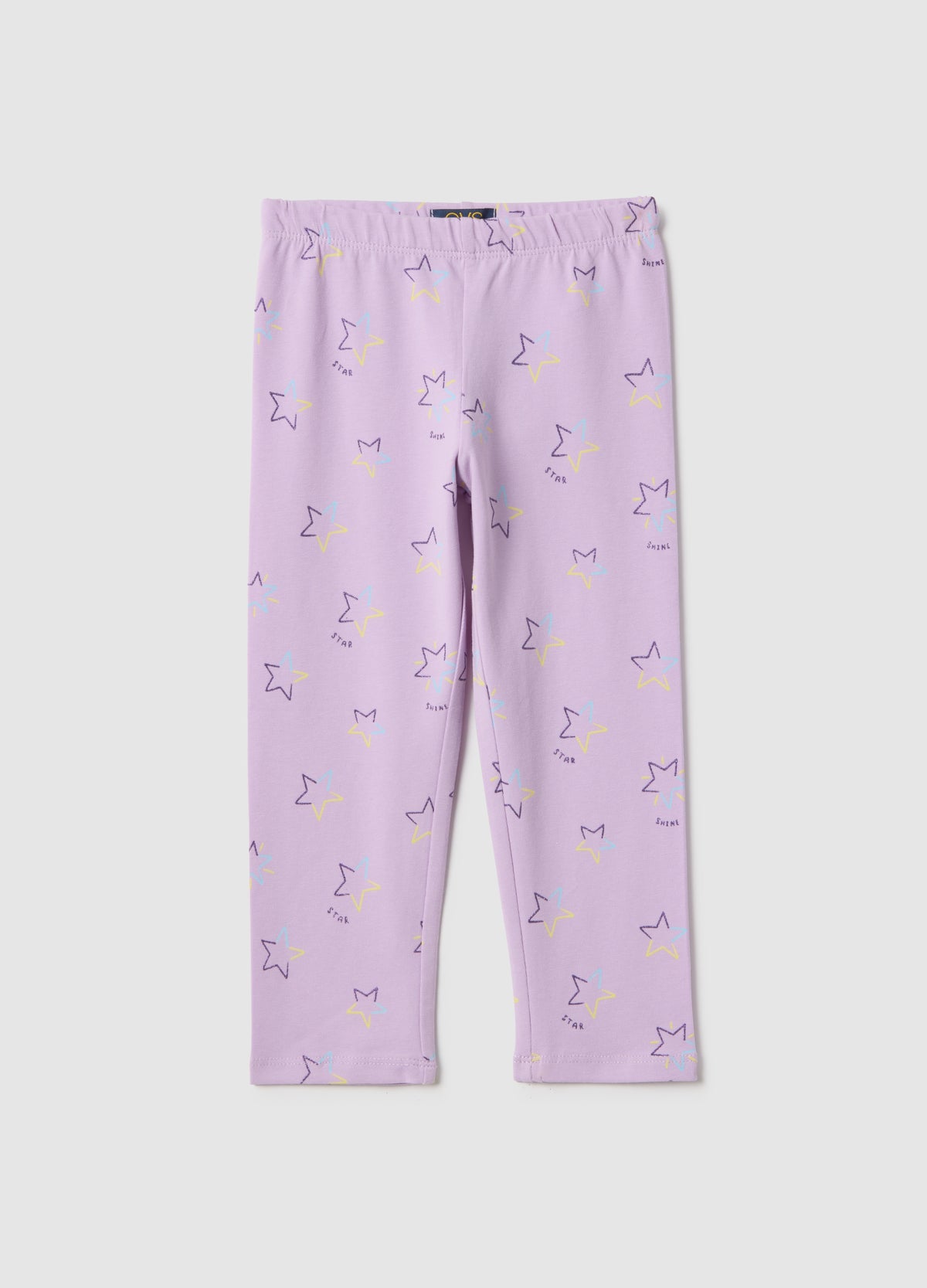 Ovs Girls' Purple Stretch Cotton Skinny Fit Leggings With Stars