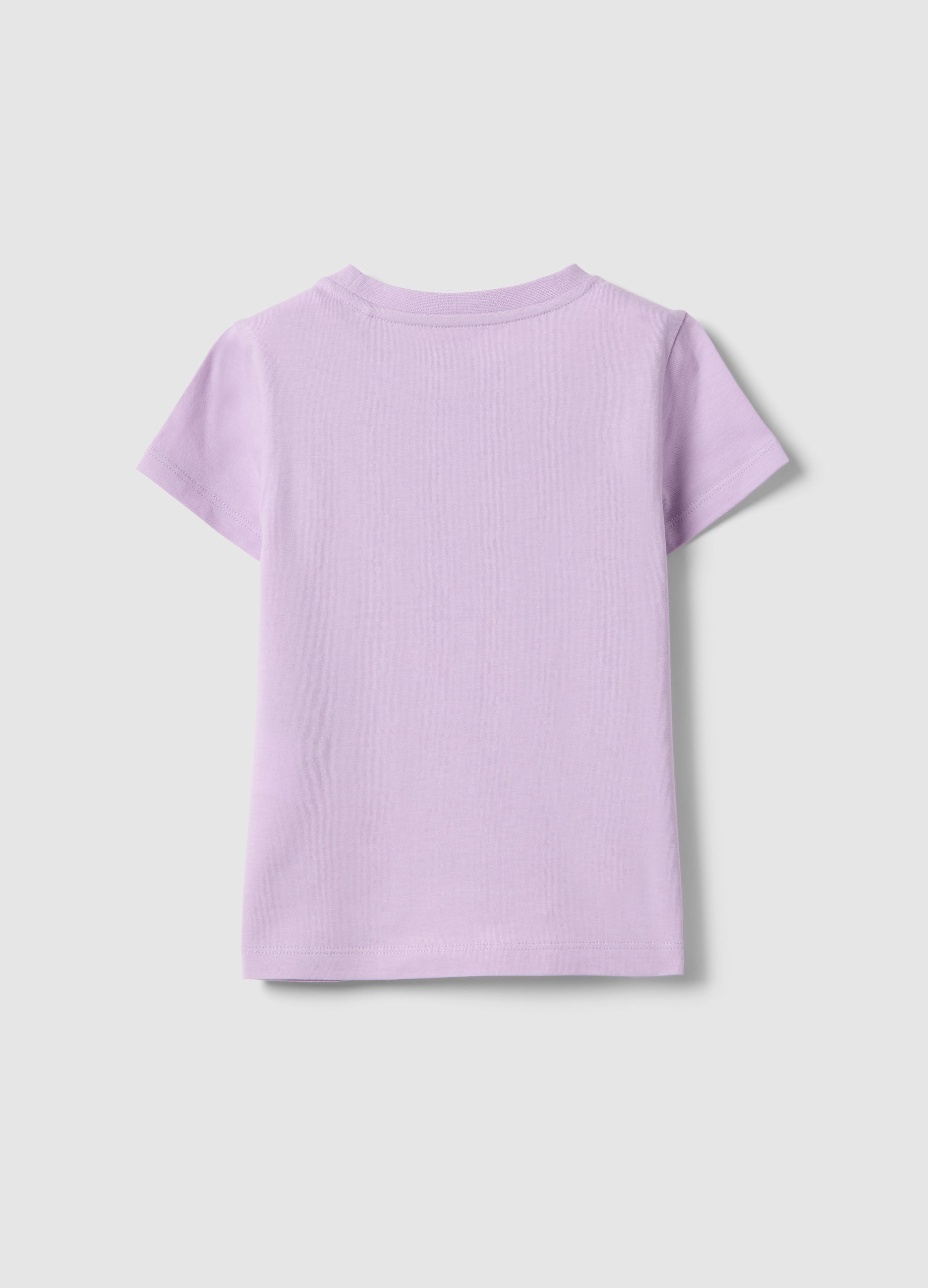 Ovs Girls' Regular Fit Pure Cotton Violet T-Shirt With Print