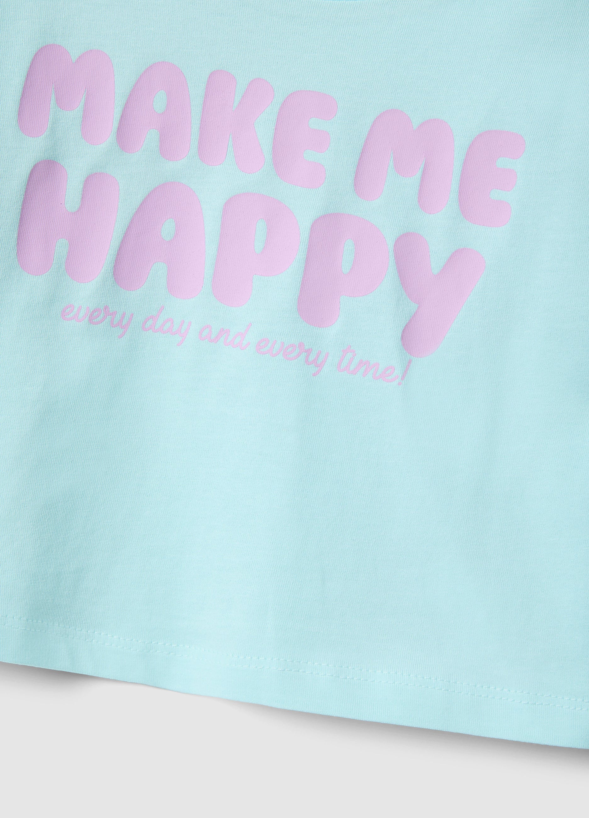 Ovs Girl'S Blue Boxy Fit Pure Cotton T-Shirt With Print