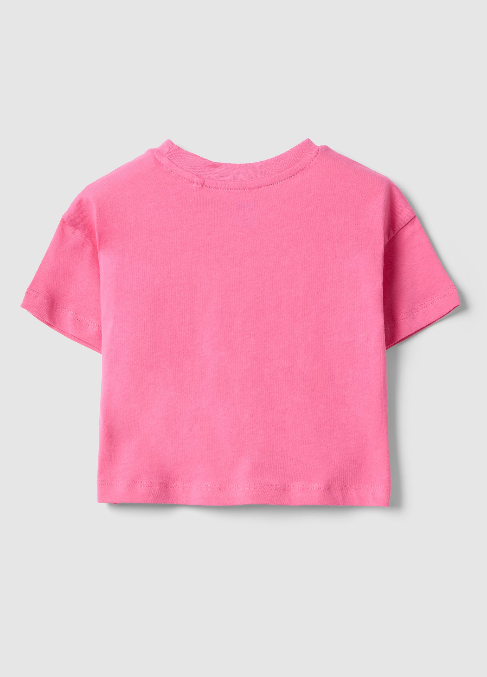 Ovs Girls' Pink Pure Cotton Boxy Fit T-Shirt With Print
