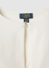 Ovs Girls' White Slim Fit Stretch Cotton T-Shirt