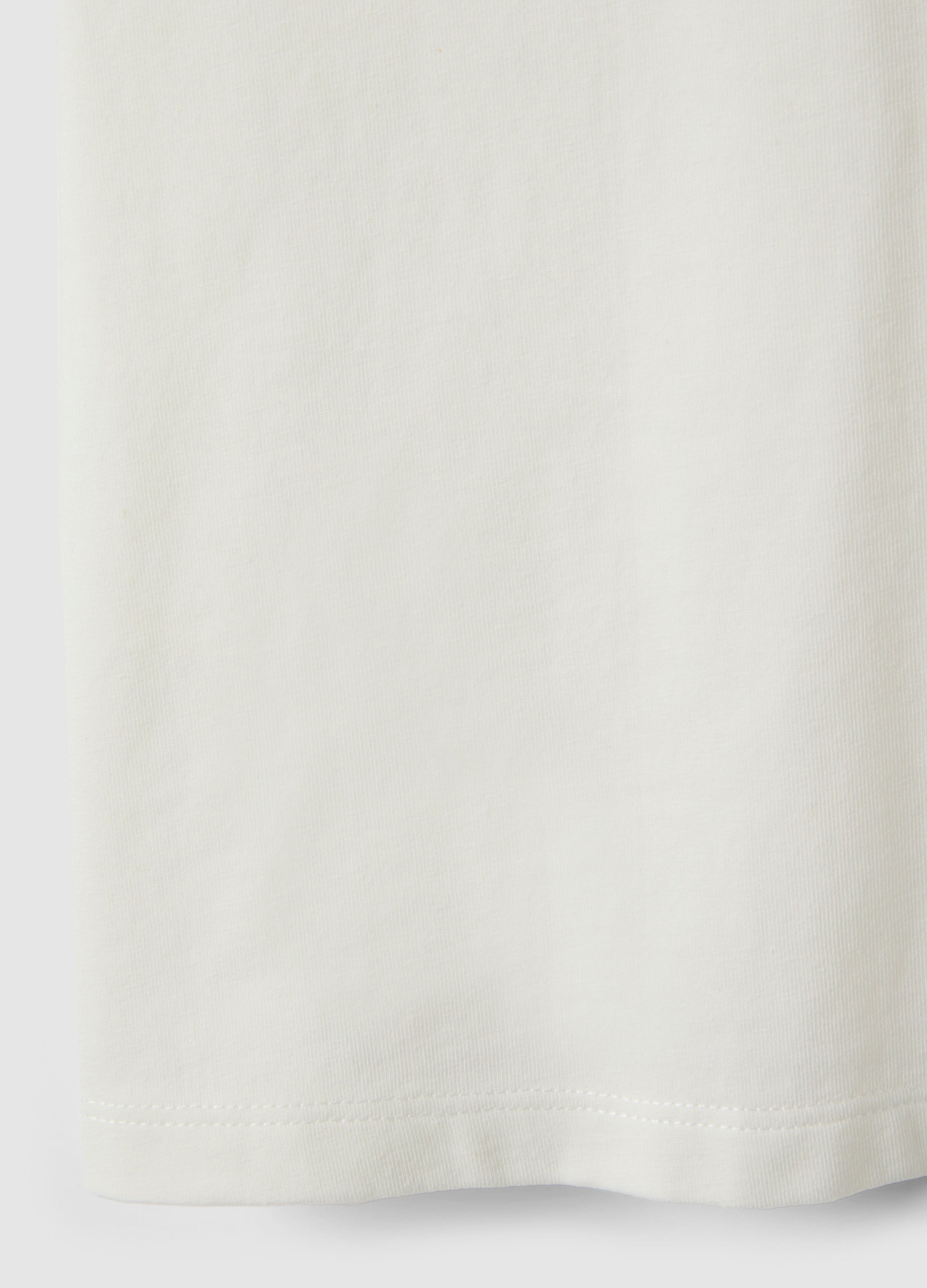 Ovs White Stretch Cotton T-Shirt With Frills For Girls