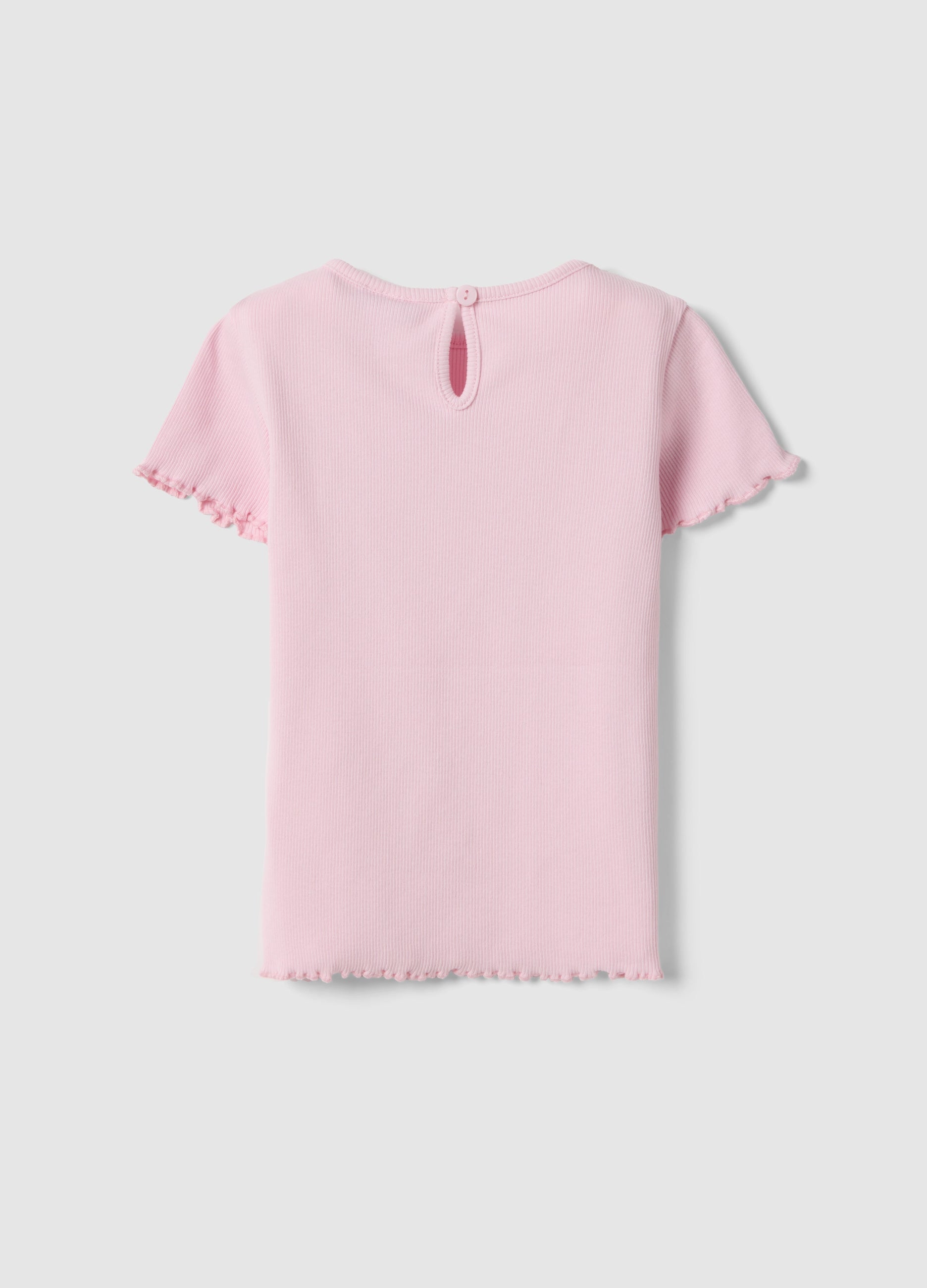 Ovs Pink Stretch Cotton T-Shirt For Girls With Designs