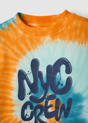 Ovs Kids' Oversize Fit Multicolour Tie-Dye Pure Cotton T-Shirt