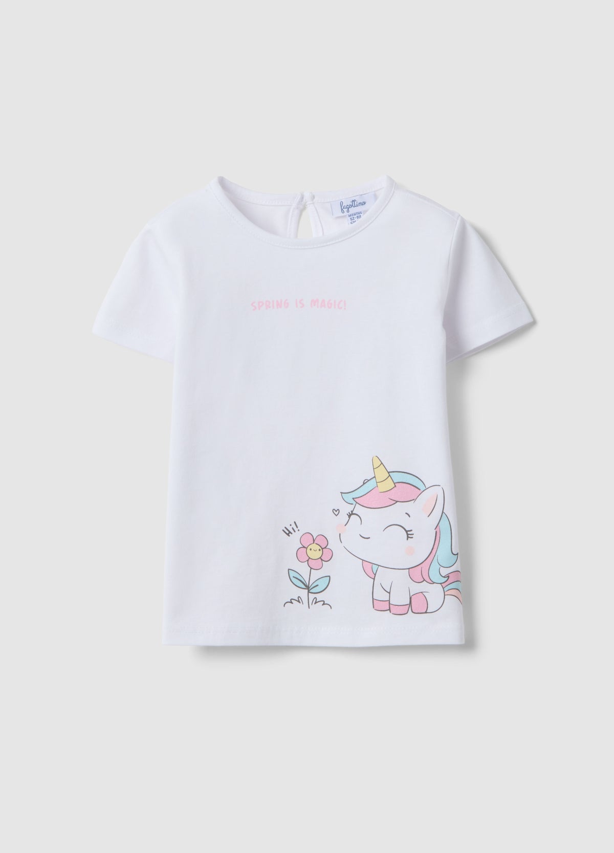 Ovs White Pure Cotton T-Shirt For Girls Regular Fit With Unicorn