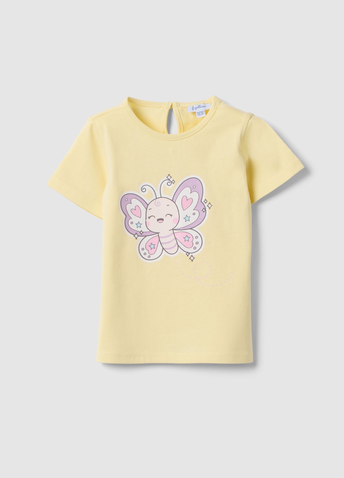 Ovs Girls' Regular Fit Yellow Cotton T-Shirt With Butterfly