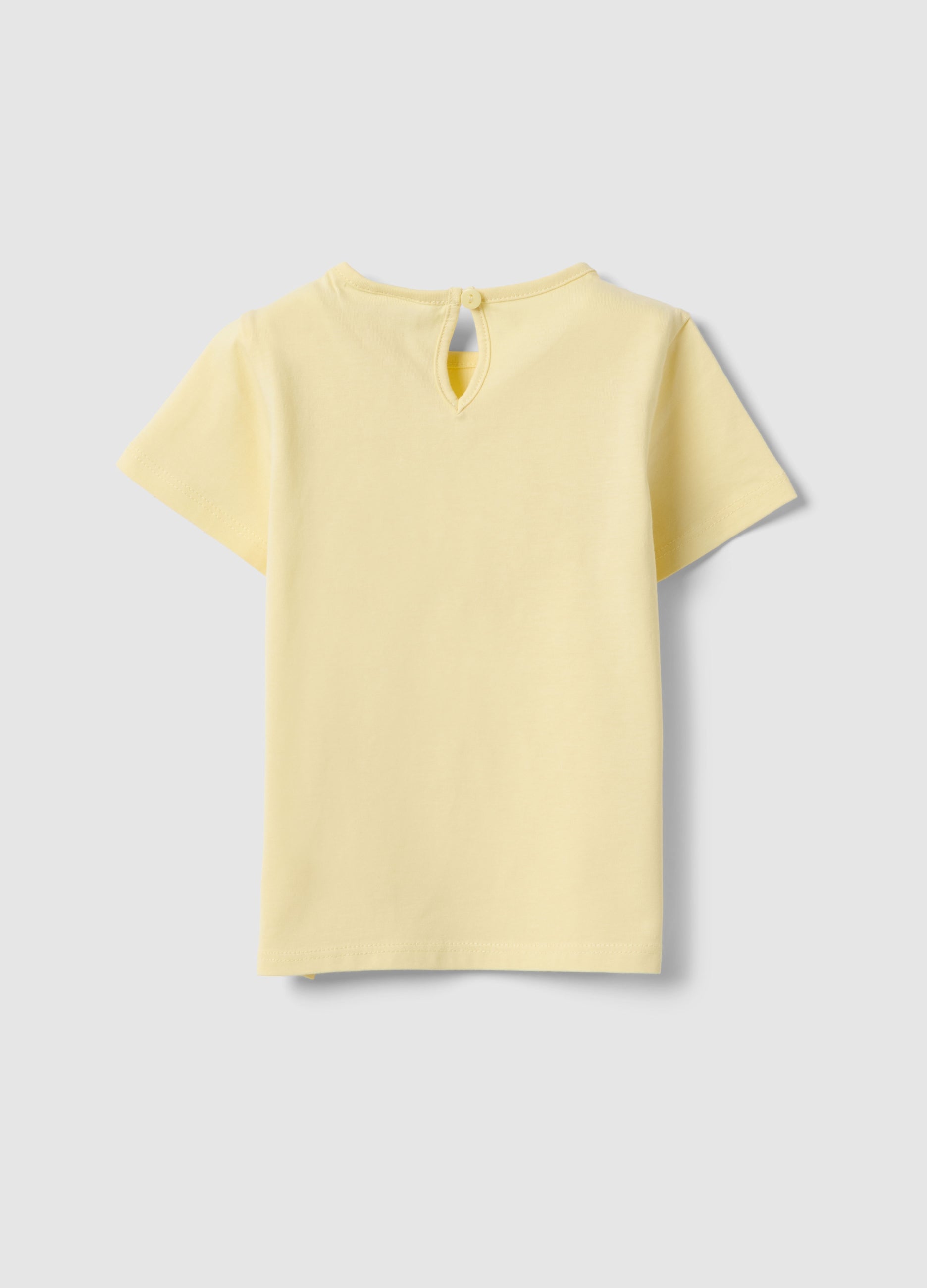 Ovs Girls' Regular Fit Yellow Cotton T-Shirt With Butterfly