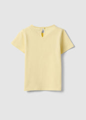 Ovs Girls' Regular Fit Yellow Cotton T-Shirt With Butterfly