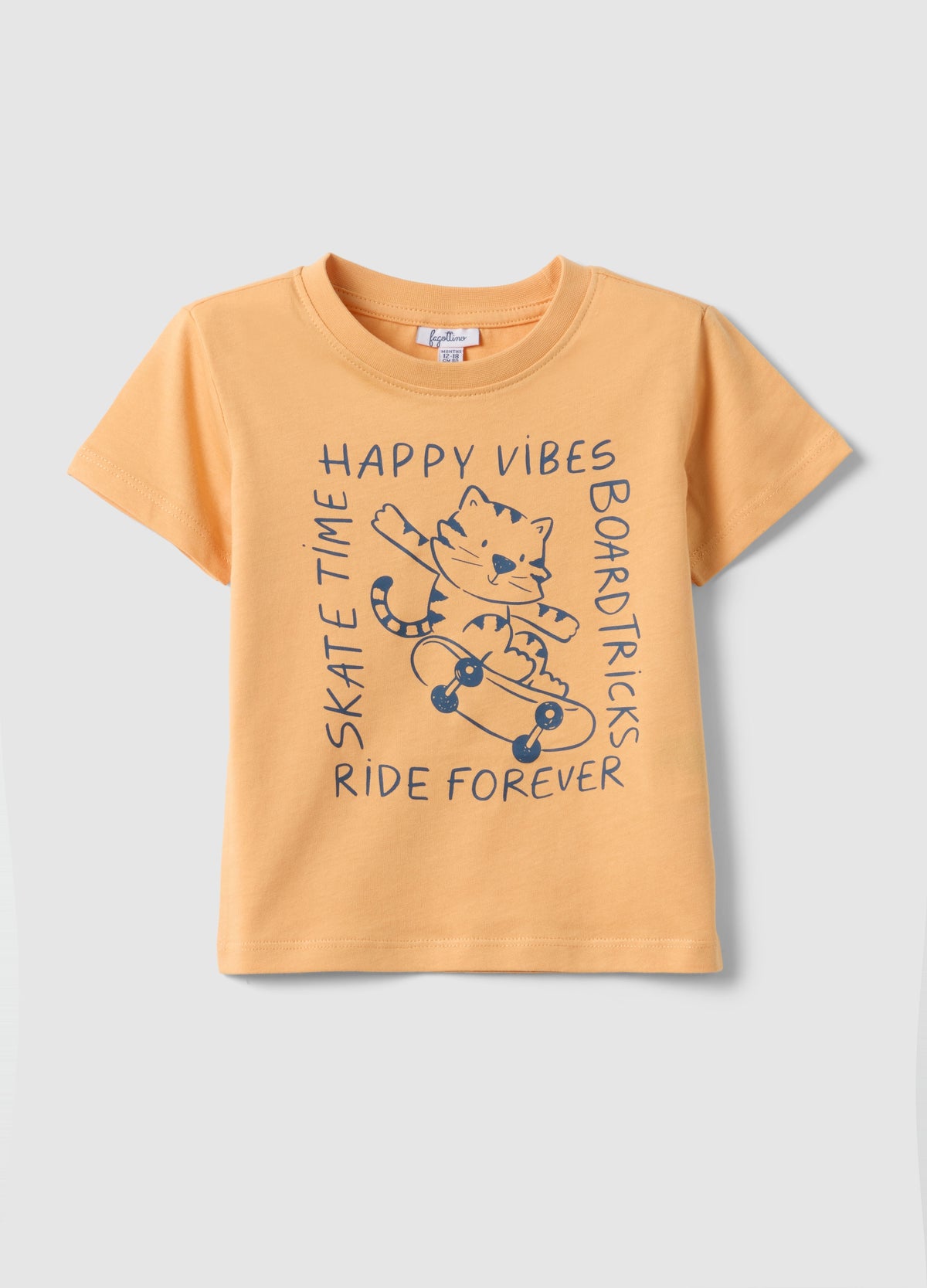 Ovs Regular Fit Orange Pure Cotton T-Shirt For Children With Print