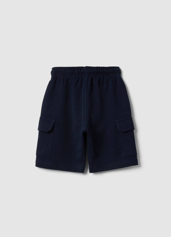 OVS Boys Blue 100% Cotton Regular-Fit Shorts With Elasticated Waistband