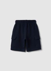 OVS Boys Blue 100% Cotton Regular-Fit Shorts With Elasticated Waistband