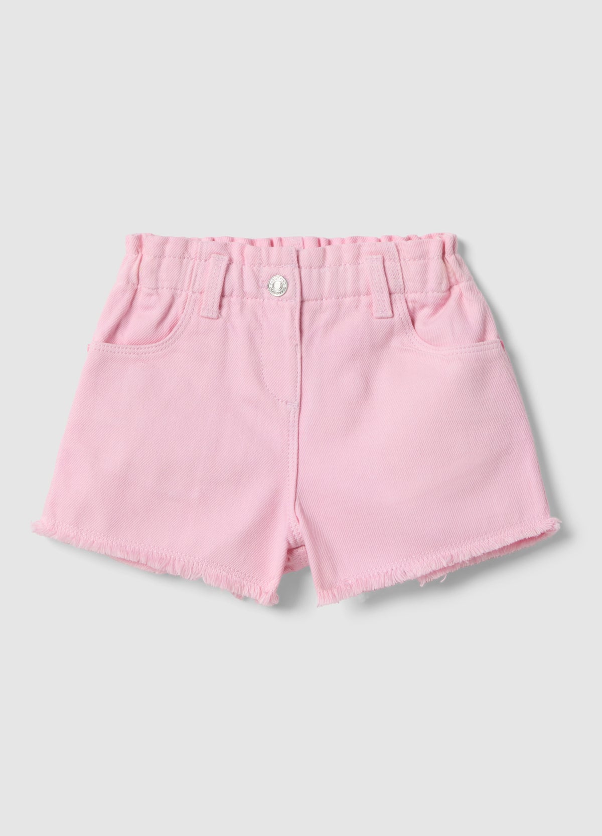 Ovs Girl'S Pink Pure Cotton Shorts, Regular Fit With Fringes