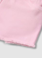 Ovs Girl'S Pink Pure Cotton Shorts, Regular Fit With Fringes