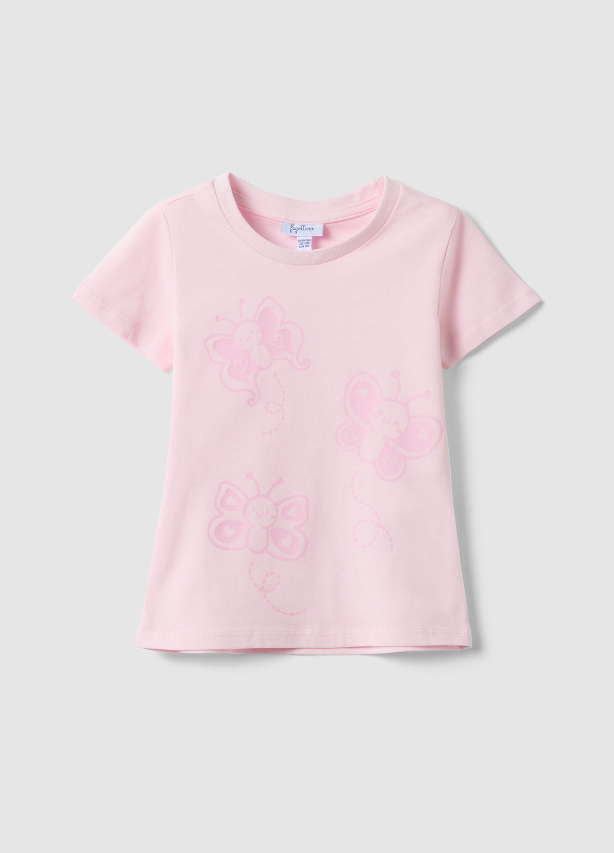 Ovs Girls' Pink Pure Cotton T-Shirt With Butterflies, Regular Fit