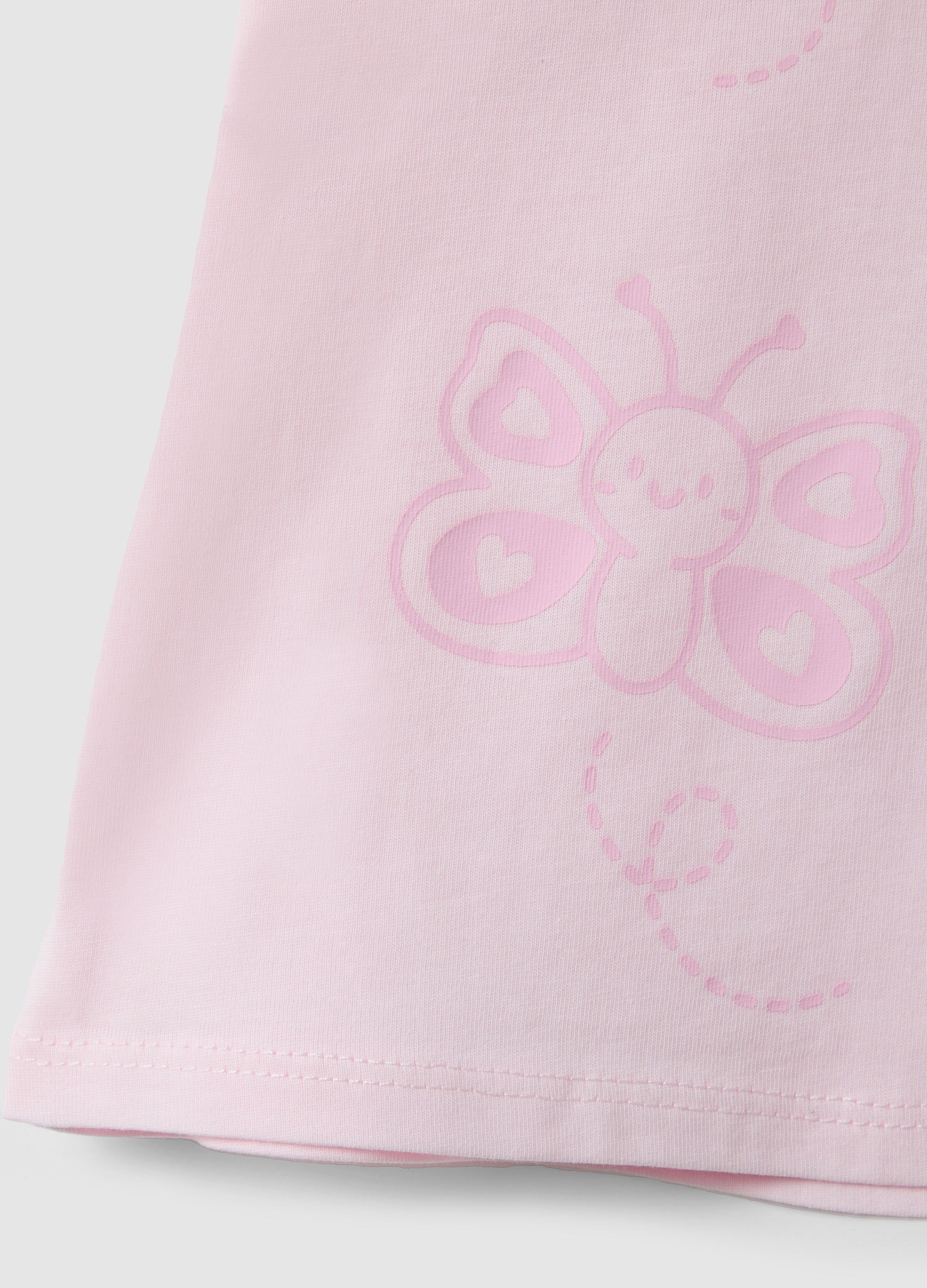 Ovs Girls' Pink Pure Cotton T-Shirt With Butterflies, Regular Fit