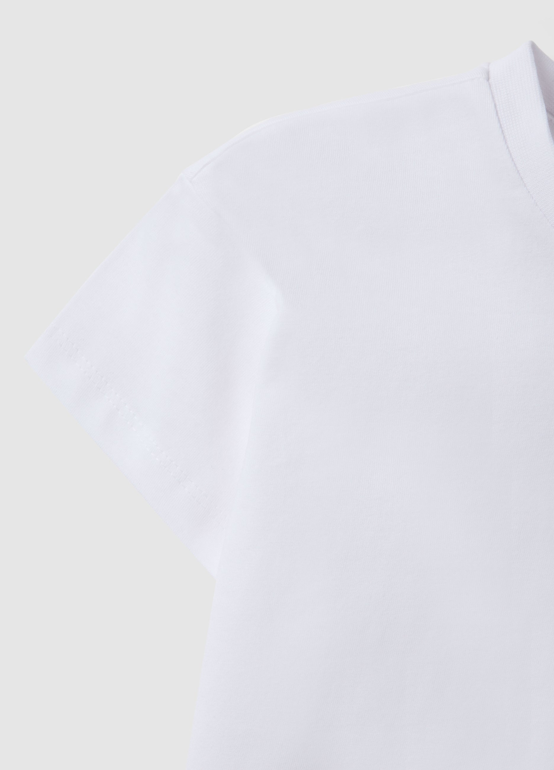 Ovs Girls' White Pure Cotton Boxy Fit T-Shirt With Heart