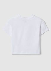 Ovs Girls' White Pure Cotton Boxy Fit T-Shirt With Heart