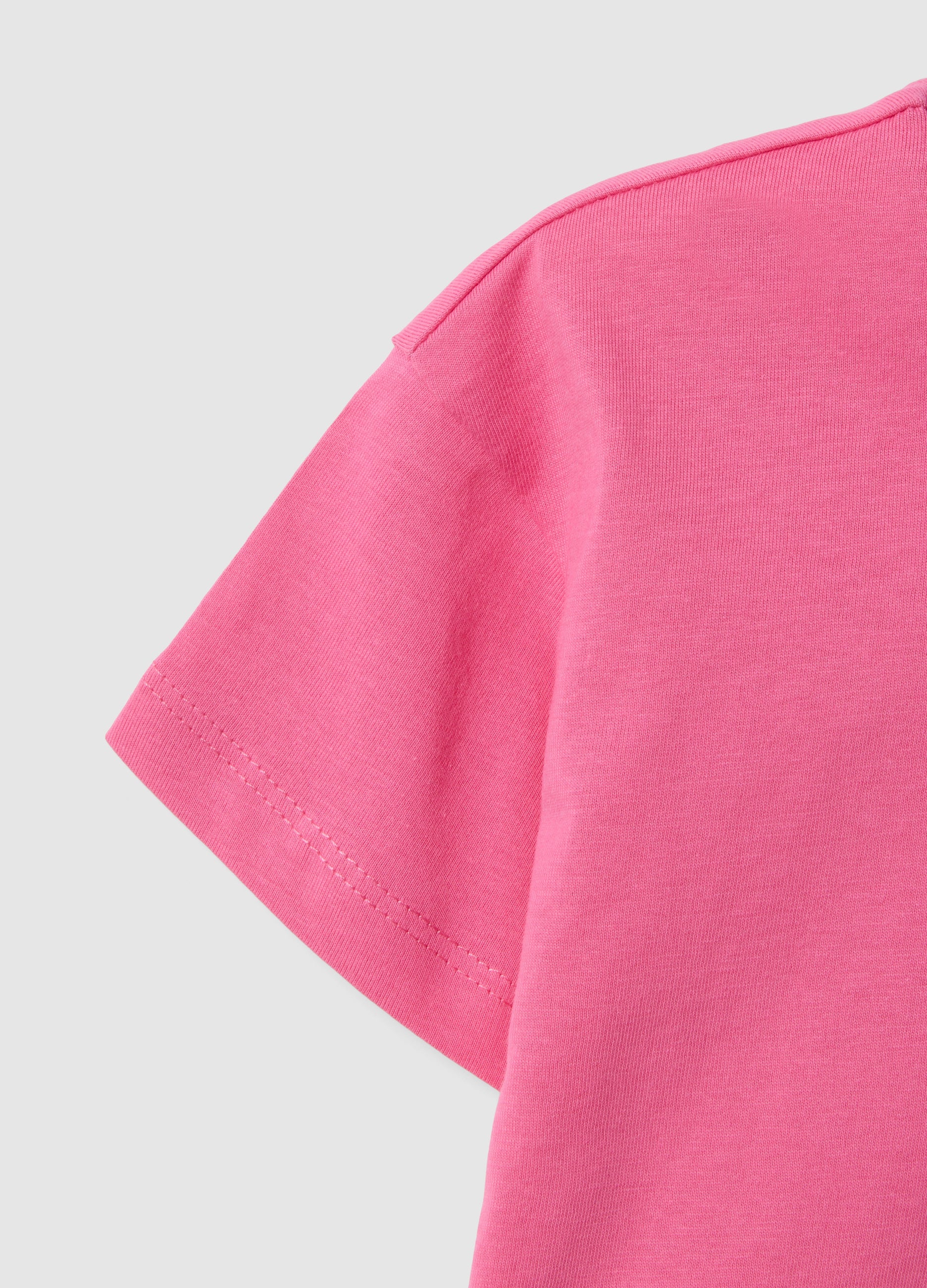 Ovs Girls' Pink Pure Cotton Boxy Fit T-Shirt With Heart