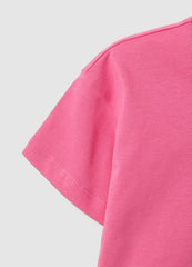 Ovs Girls' Pink Pure Cotton Boxy Fit T-Shirt With Heart