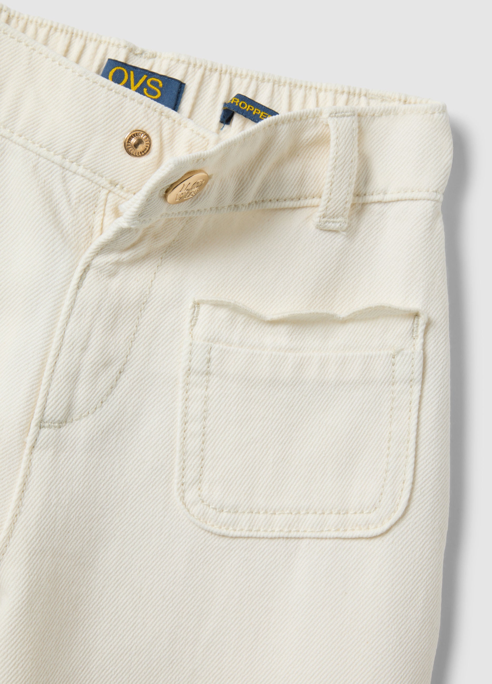 Ovs Girls' White Cotton Culotte Trousers With Embroidery