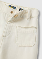 Ovs Girls' White Cotton Culotte Trousers With Embroidery