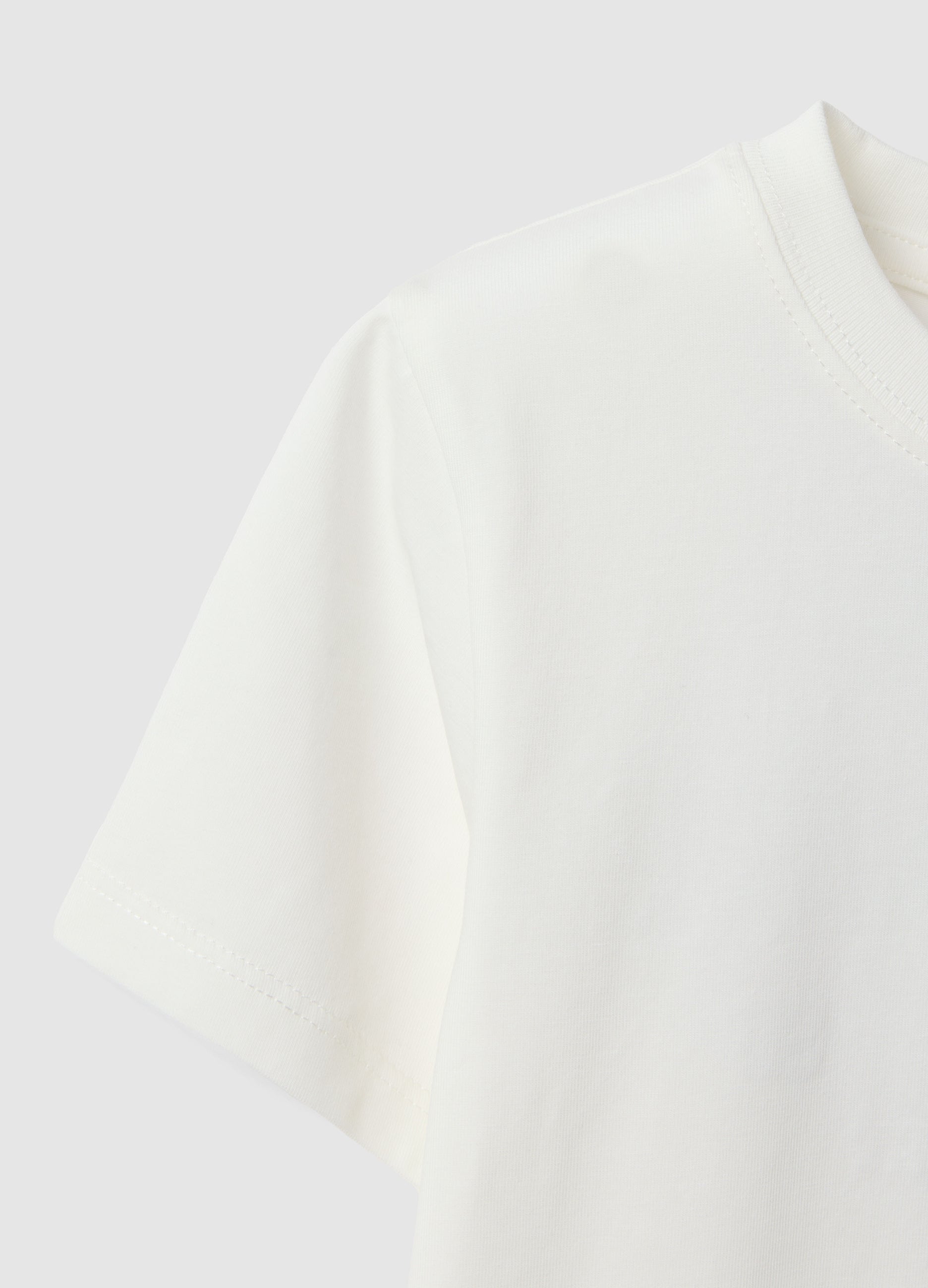 Ovs White Stretchy Cotton Oversized Fit Kids' T-Shirt With Logo