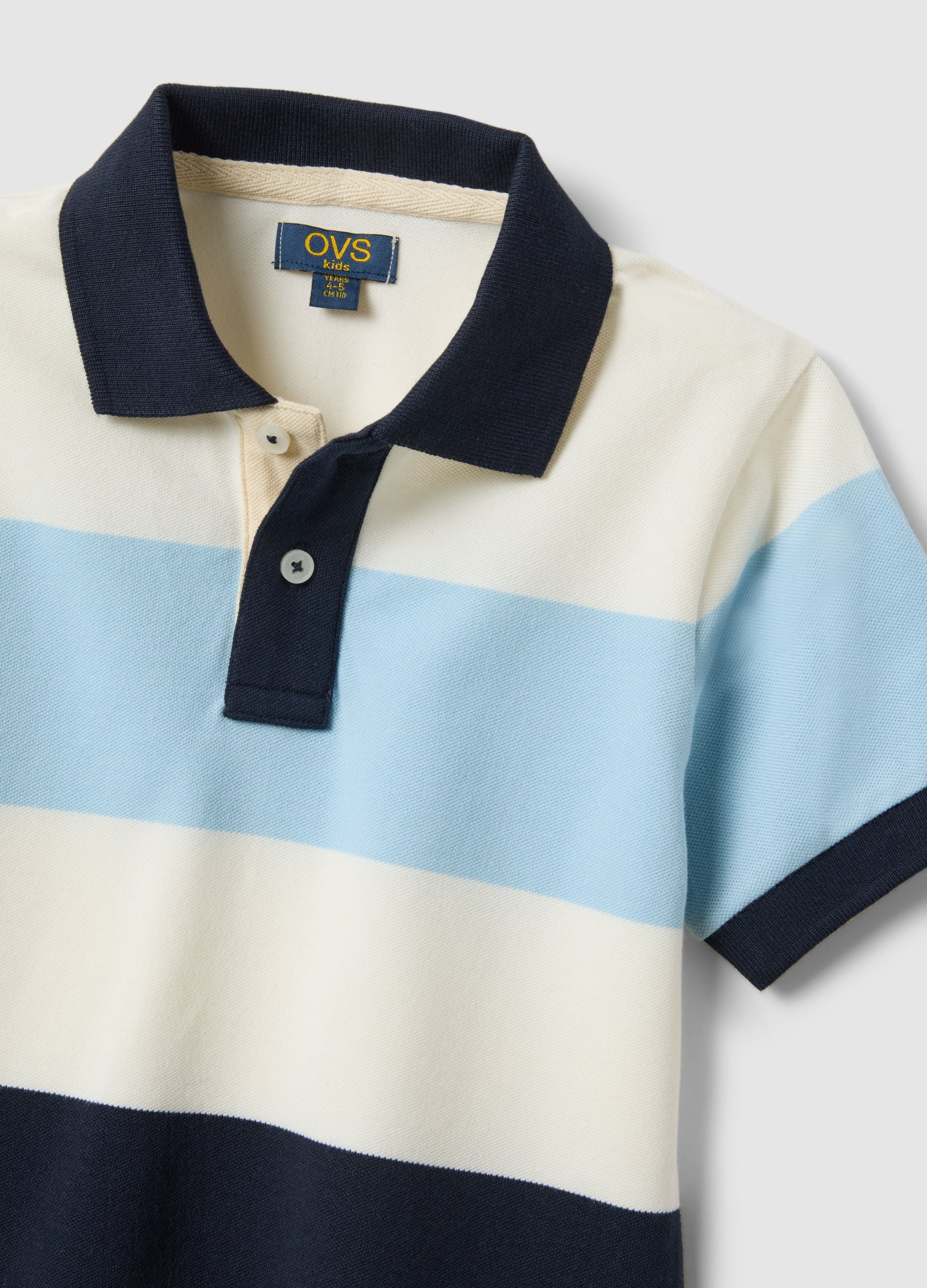 Ovs Multicoloured Stripe Stretch Cotton Polo For Boys Regular Fit