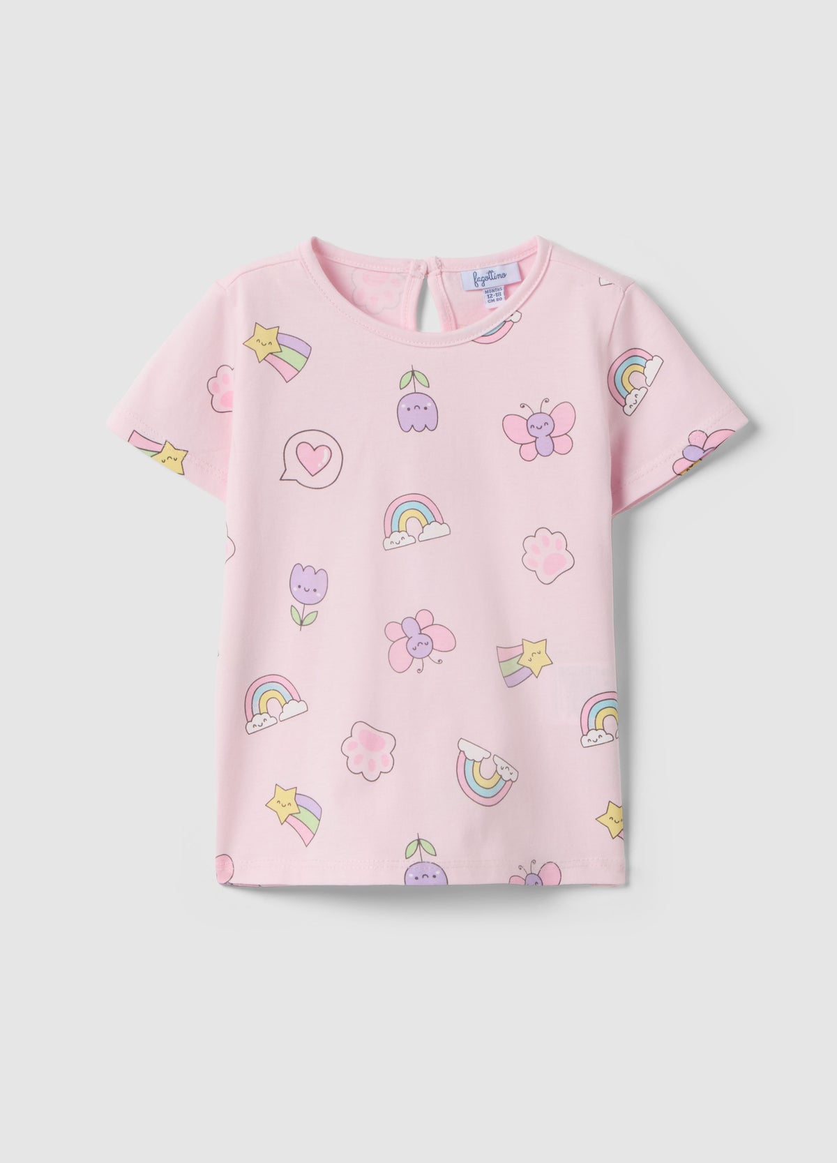 Ovs Girls' Regular Fit Pink Pure Cotton T-Shirt With Designs