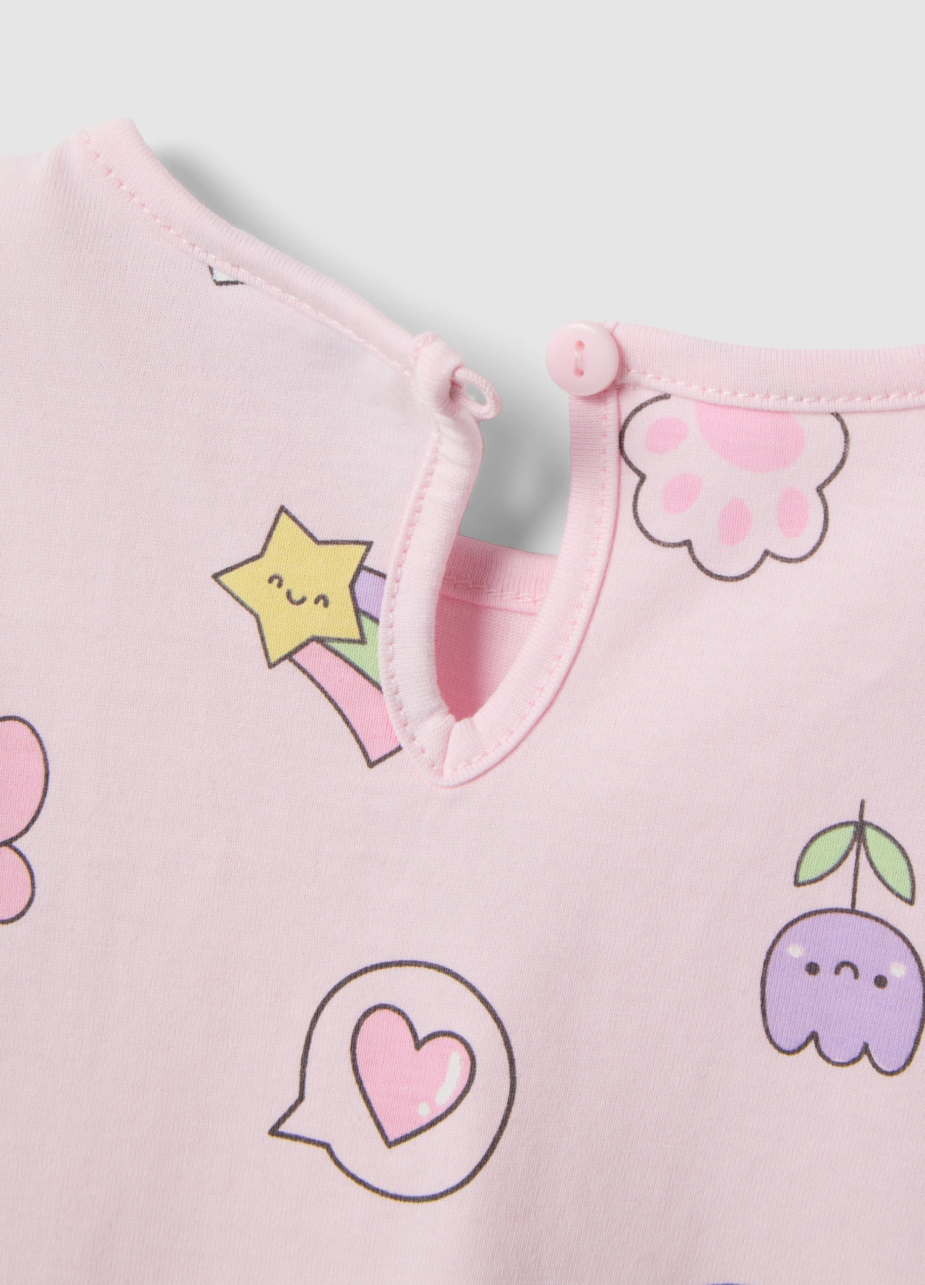 Ovs Girls' Regular Fit Pink Pure Cotton T-Shirt With Designs