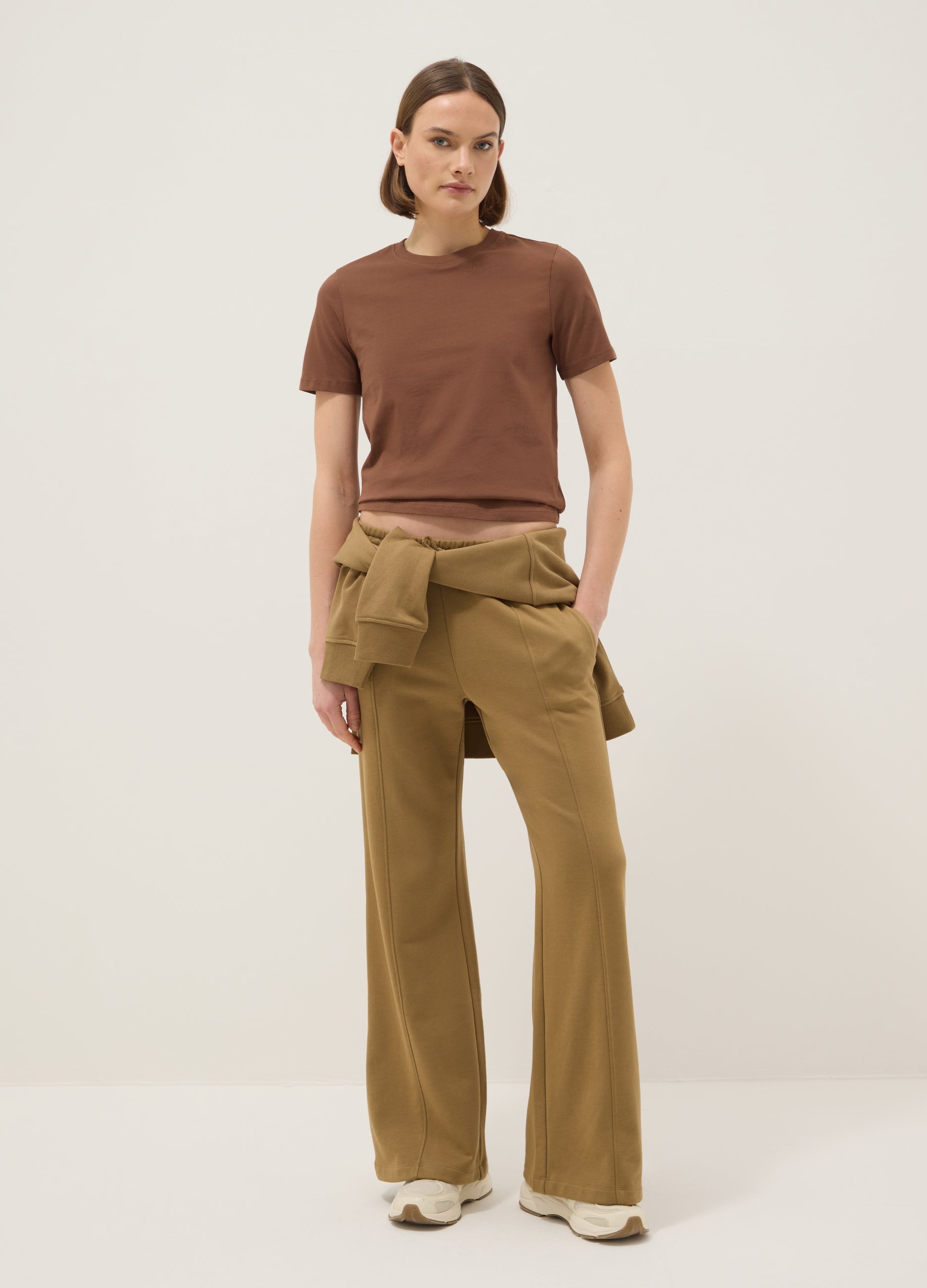 OVS Brown Pure Cotton Crew Neck T-Shirt Regular Fit