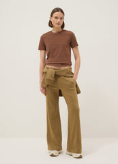 OVS Brown Pure Cotton Crew Neck T-Shirt Regular Fit