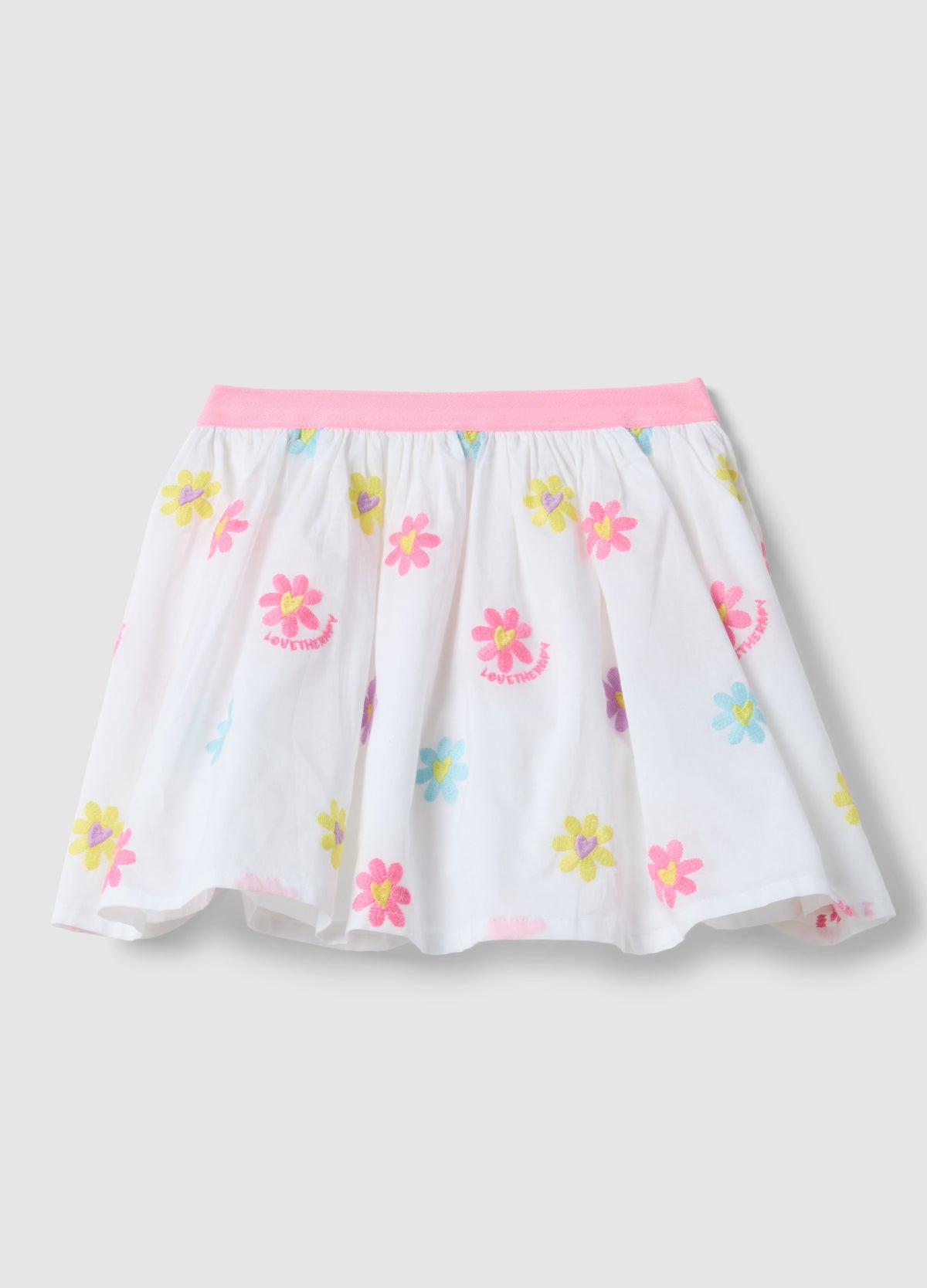 Ovs Girls' Regular Fit Skirt With Multicolour Pure Cotton And Flowers