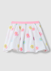 Ovs Girls' Regular Fit Skirt With Multicolour Pure Cotton And Flowers