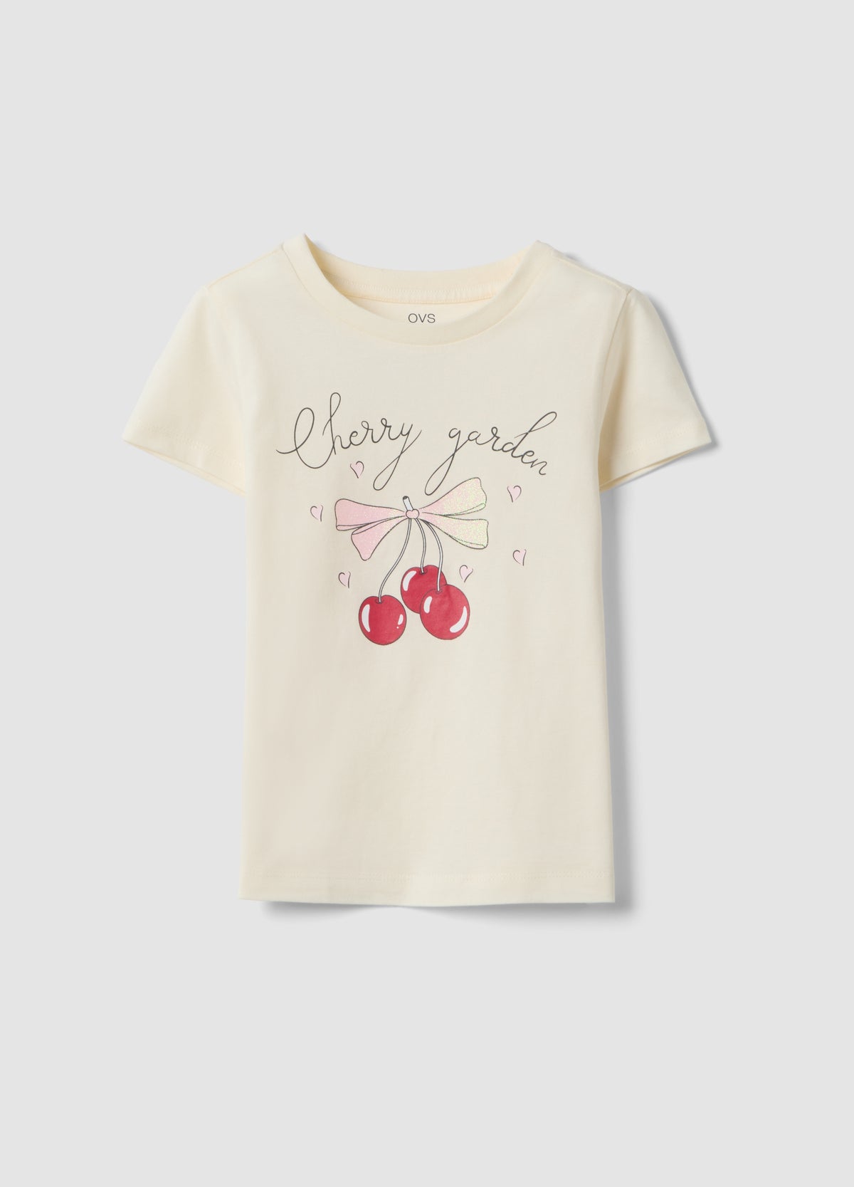 OVS Beige Pure Cotton Regular Fit T-Shirt With Print For Girls