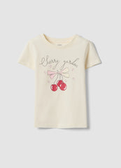 OVS Beige Pure Cotton Regular Fit T-Shirt With Print For Girls