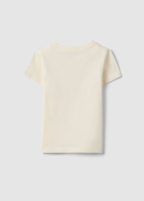OVS Beige Pure Cotton Regular Fit T-Shirt With Print For Girls