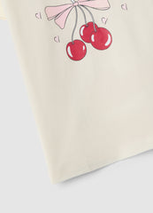 OVS Beige Pure Cotton Regular Fit T-Shirt With Print For Girls