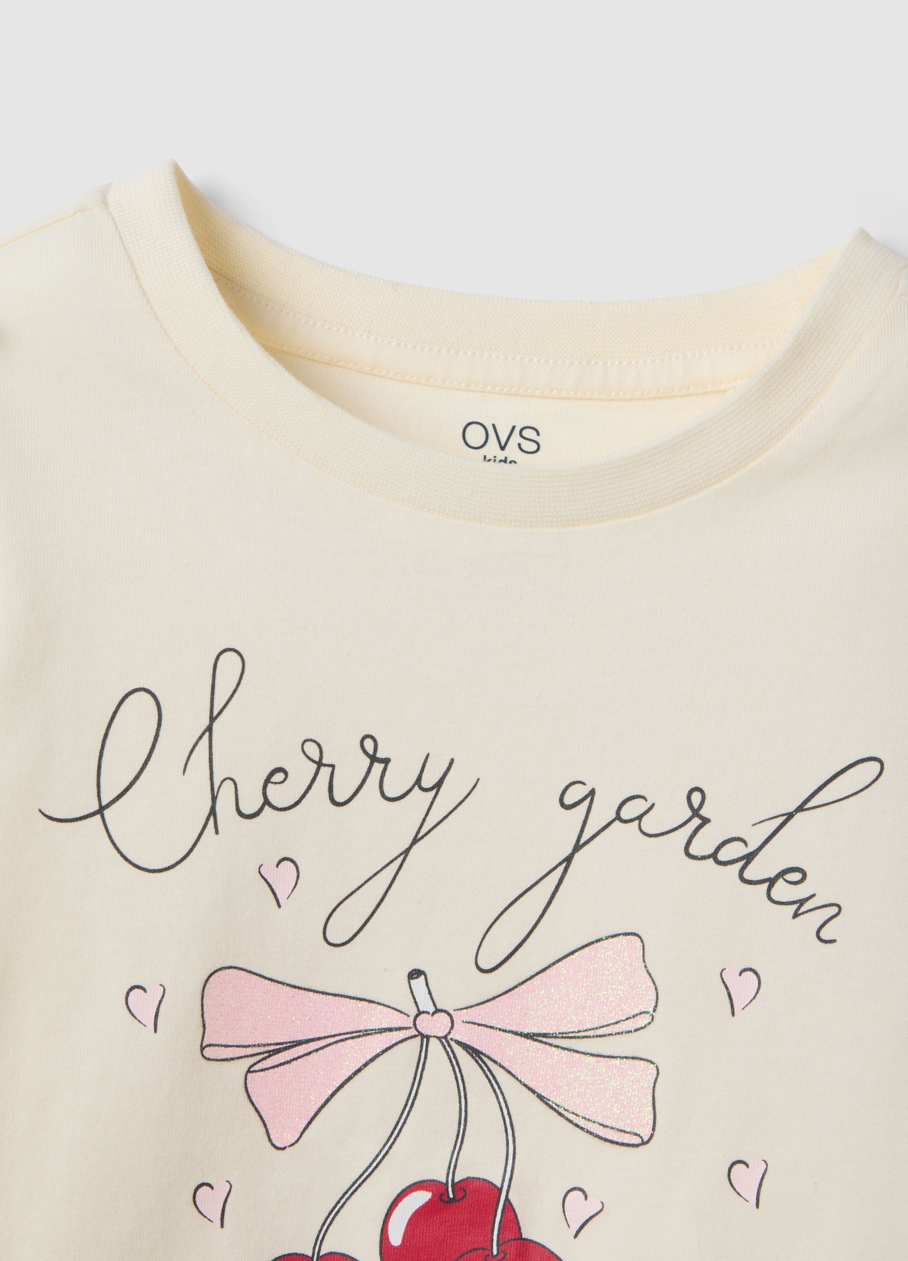 OVS Beige Pure Cotton Regular Fit T-Shirt With Print For Girls