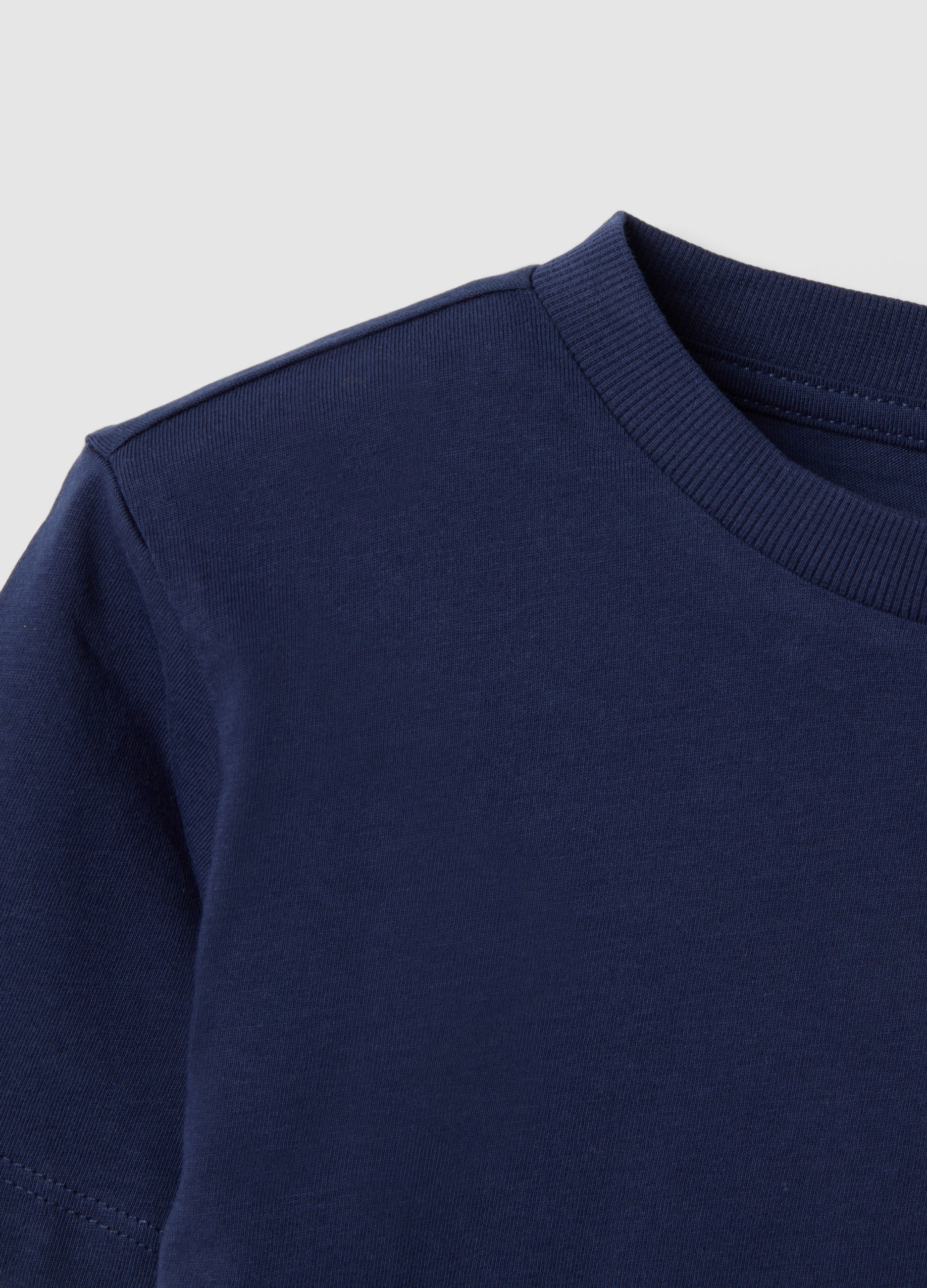 OVS Boys' Regular Fit Blue Pure Cotton T-Shirt With Palm Print