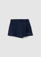 OVS Blue Stretch Cotton Shorts For Girls Regular Fit With Sequins