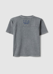 Ovs Children'S Grey Pure Cotton T-Shirt Regular Fit With Patch