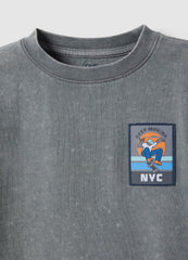 Ovs Children'S Grey Pure Cotton T-Shirt Regular Fit With Patch